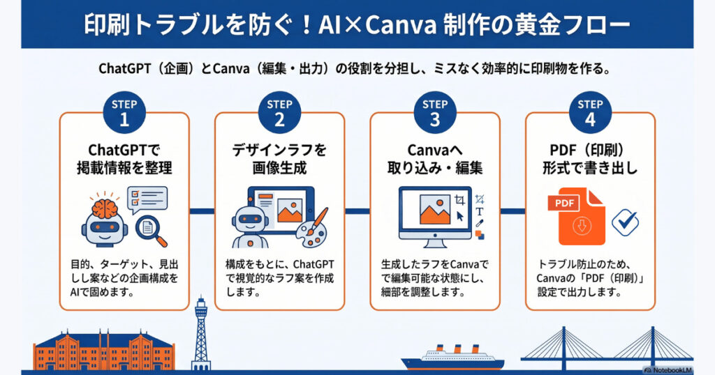 AIデザインを印刷に、制作フロー：印刷トラブルを避けるために
